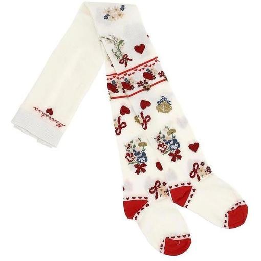 Girls Cream Mickey & Minnie Tights