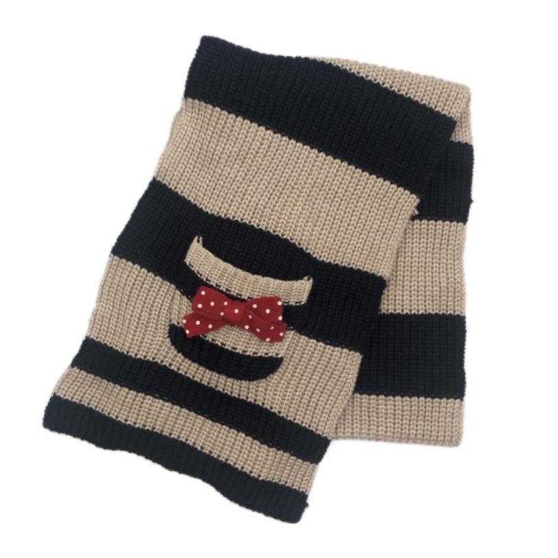 Monnalisa Girls Navy & Beige Knitted Scarf