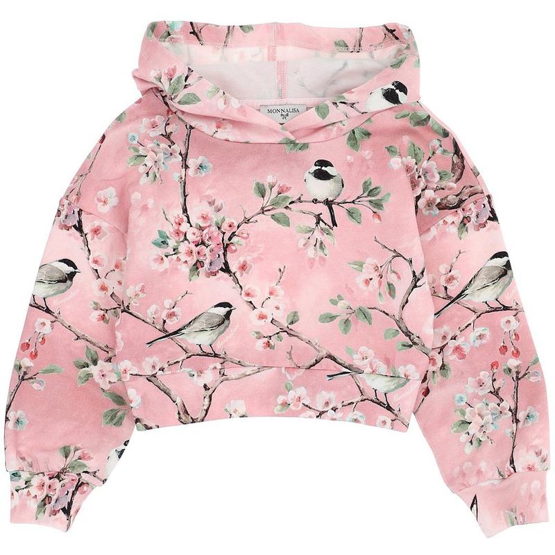 Monnalisa Girls Pink Blossom Cropped Hoodie