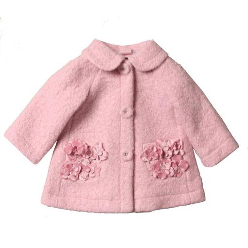 Girls Pink Boucle Coat