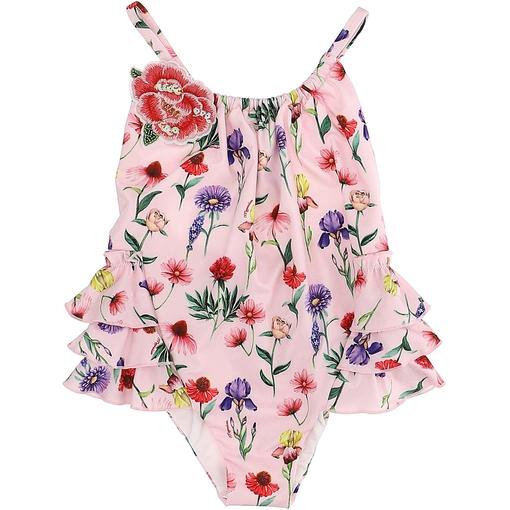 Girls Pink Floral Swimsuit