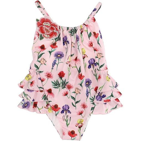 Monnalisa Girls Pink Floral Swimsuit