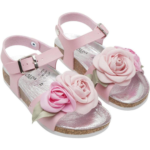 Monnalisa Girls Pink Rose Sandals