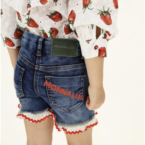 Monnalisa Girls Strawberry Denim Shorts