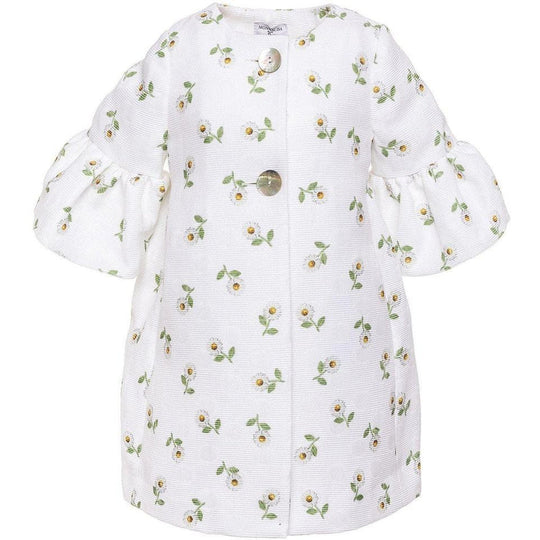 Girls White Daisy Coat