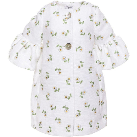 Monnalisa Girls White Daisy Coat