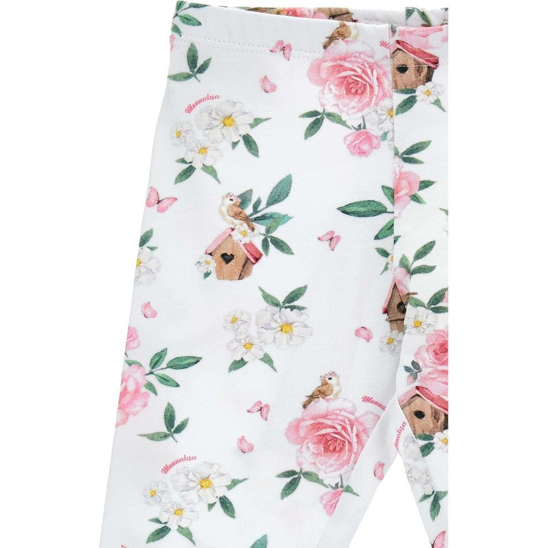 Monnalisa Girls White Floral Leggings