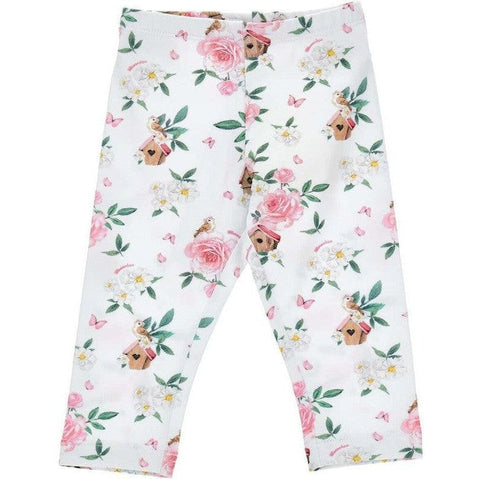 Monnalisa Girls White Floral Leggings