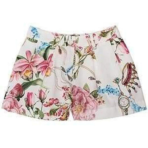 Monnalisa Girls White Floral Print Shorts