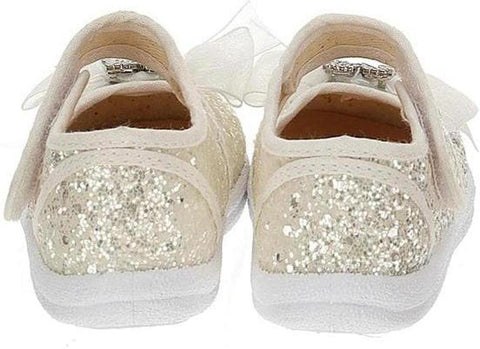 Monnalisa Girls White Glitter Ballerina Shoes