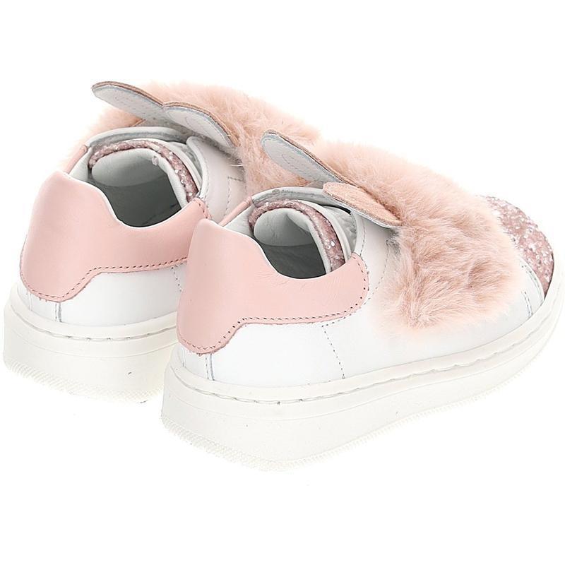 Monnalisa Girls White & Pink Bunny Trainers