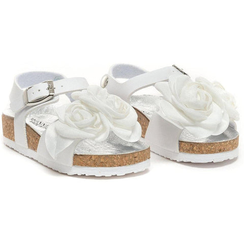 Monnalisa Girls White Rose Sandals