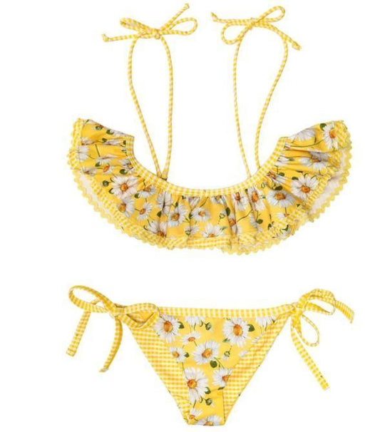Girls Yellow Daisy Bikini