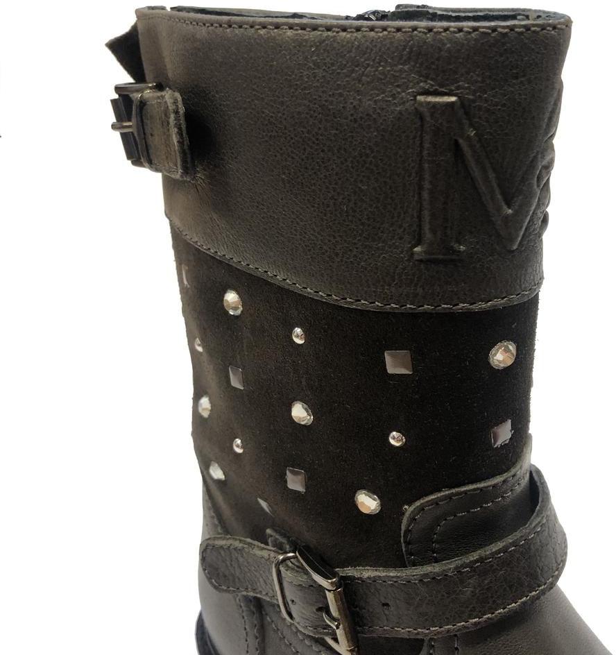 Monnalisa Grey Stud Military Boot