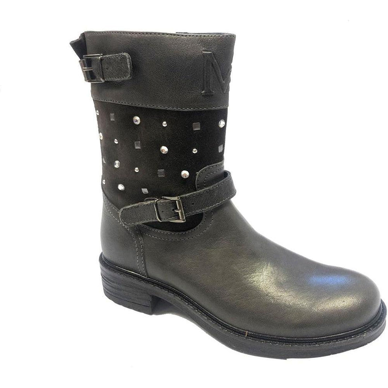 Monnalisa Grey Stud Military Boot