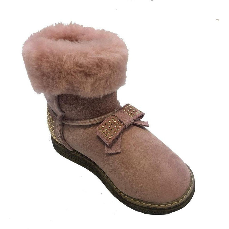 Monnalisa Pink Faux Fur Boots