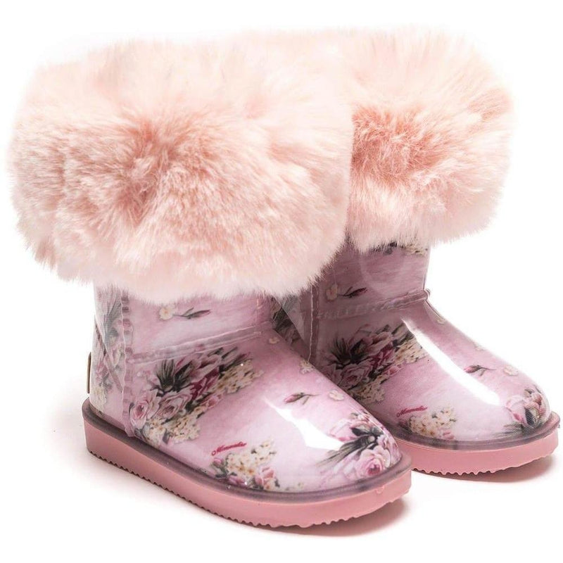 Monnalisa Pink Faux Fur Wellies