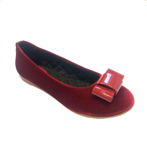 Monnalisa Red Velvet Bow Shoe