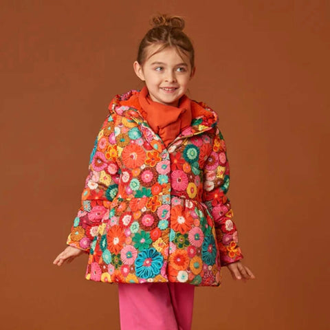 Oilily Girls Orange Crochet Coat
