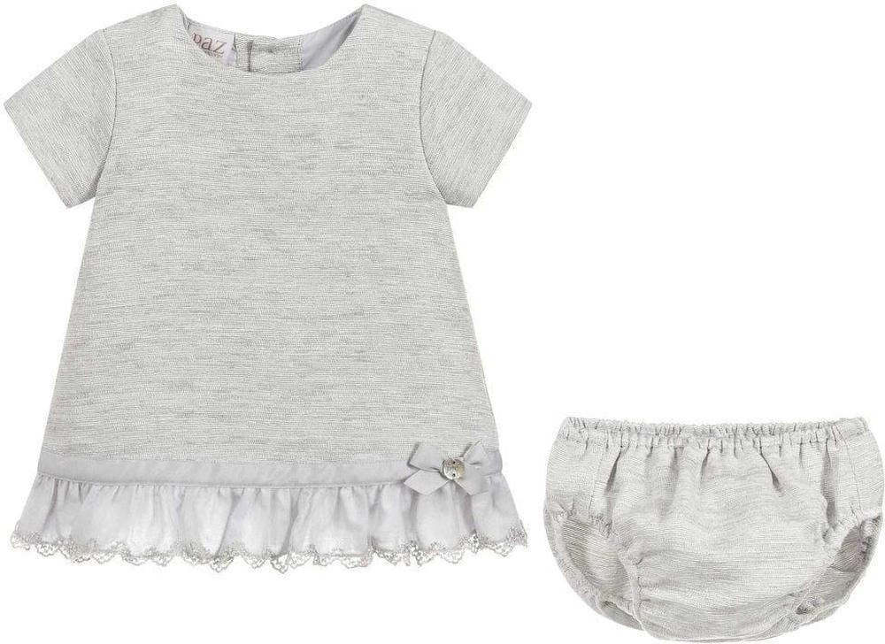 Paz Rodriguez Baby Girls Grey Dress & Knickers Set