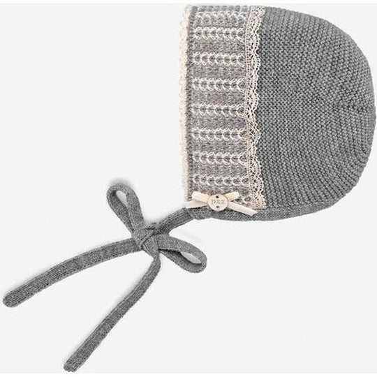 Baby Grey 'Saturno' Knitted Bonnet