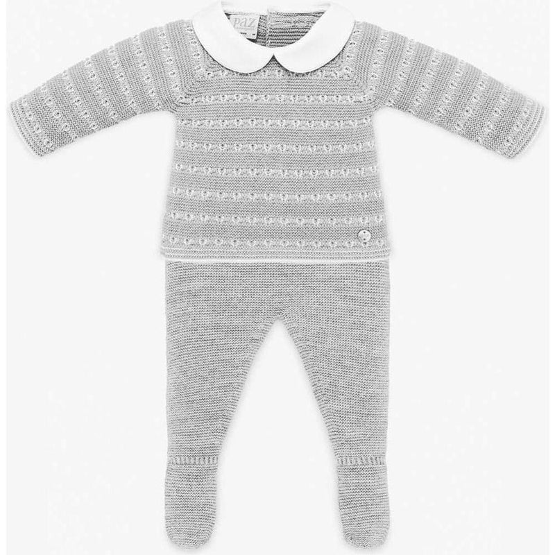 Paz Rodriguez Boys Pale Grey 'Saturno' Knitted Set