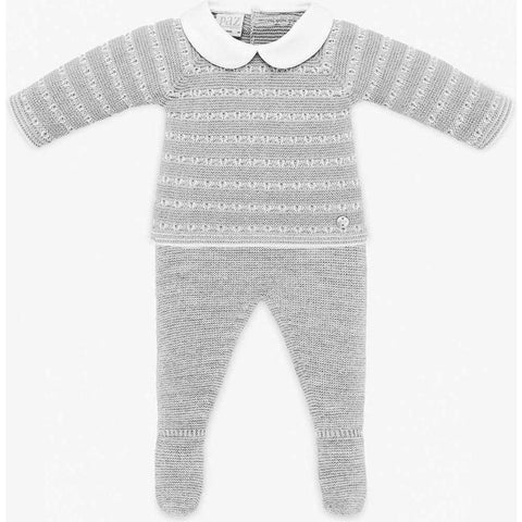 Paz Rodriguez Boys Pale Grey 'Saturno' Knitted Set