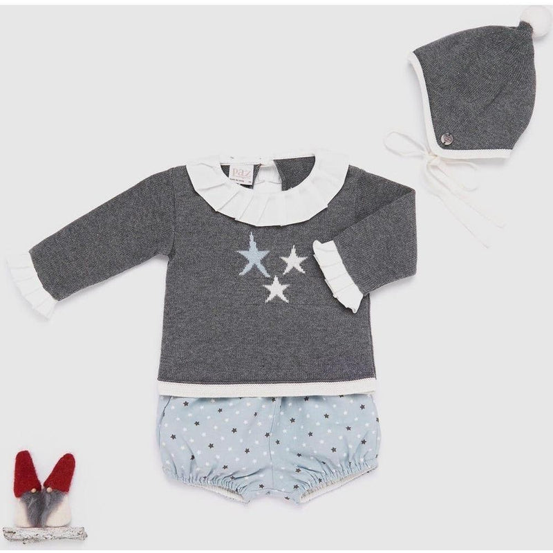 Paz Rodriguez Girls Estrella Grey Top and Mint Green Star Bloomer Set