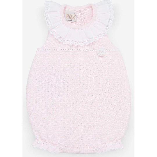 Girls Pale Pink Knit Romper