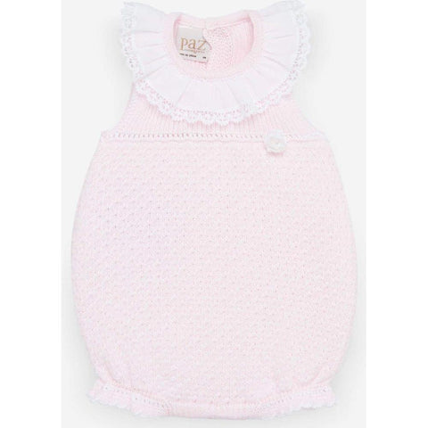 Paz Rodriguez Girls Pale Pink Knit Romper