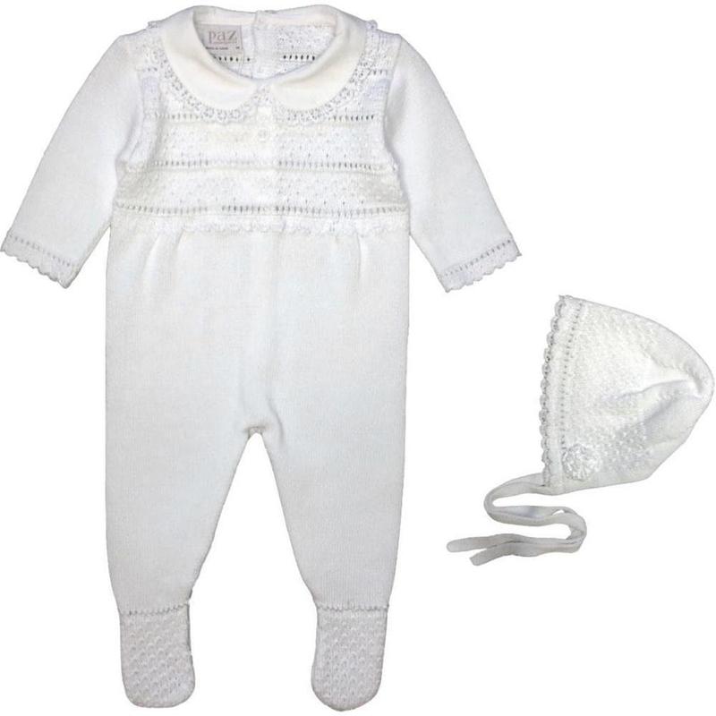 Paz Rodriguez White Knit Babygrow Set
