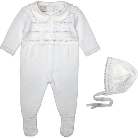 Paz Rodriguez White Knit Babygrow Set
