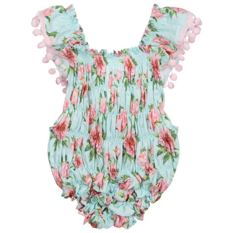 Phi Clothing Baby Girls Aqua & Rose Shortie