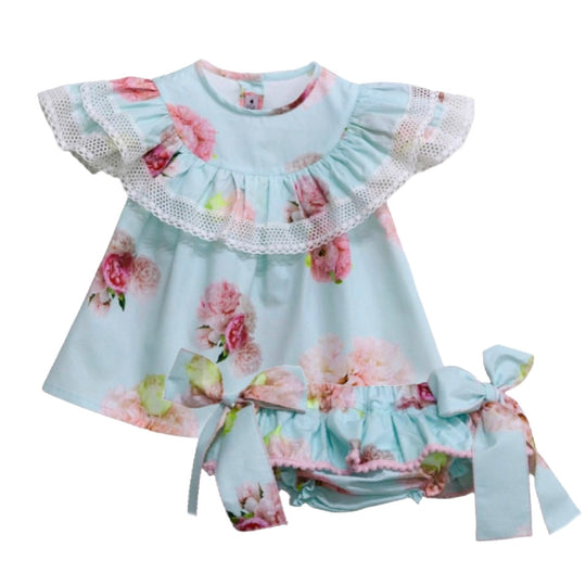 Girls Blue Hydrangea Blouse & Bloomers