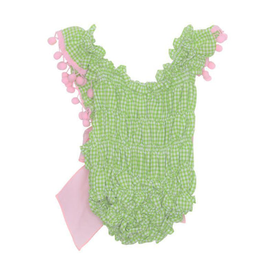 Girls Green Gingham Shortie