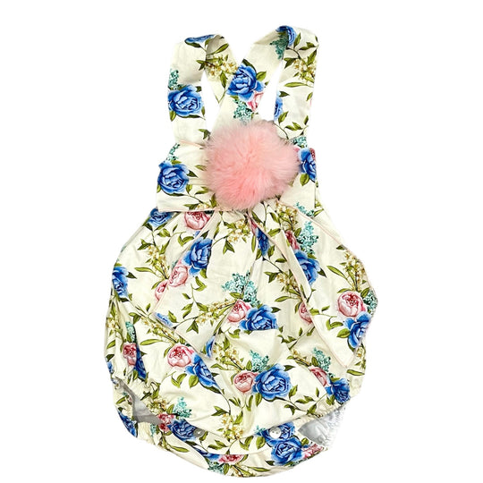 Girls Ivory Flower Romper