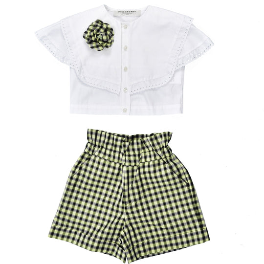 Girls 3 Piece White Shirt Set