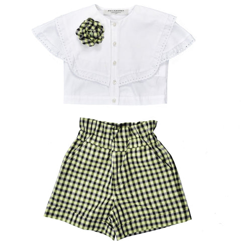 Philosophy Di Lorenzo Serafini Girls 3 Piece White Shirt Set