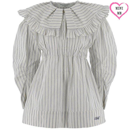 Girls Grey Pinstripe Dress