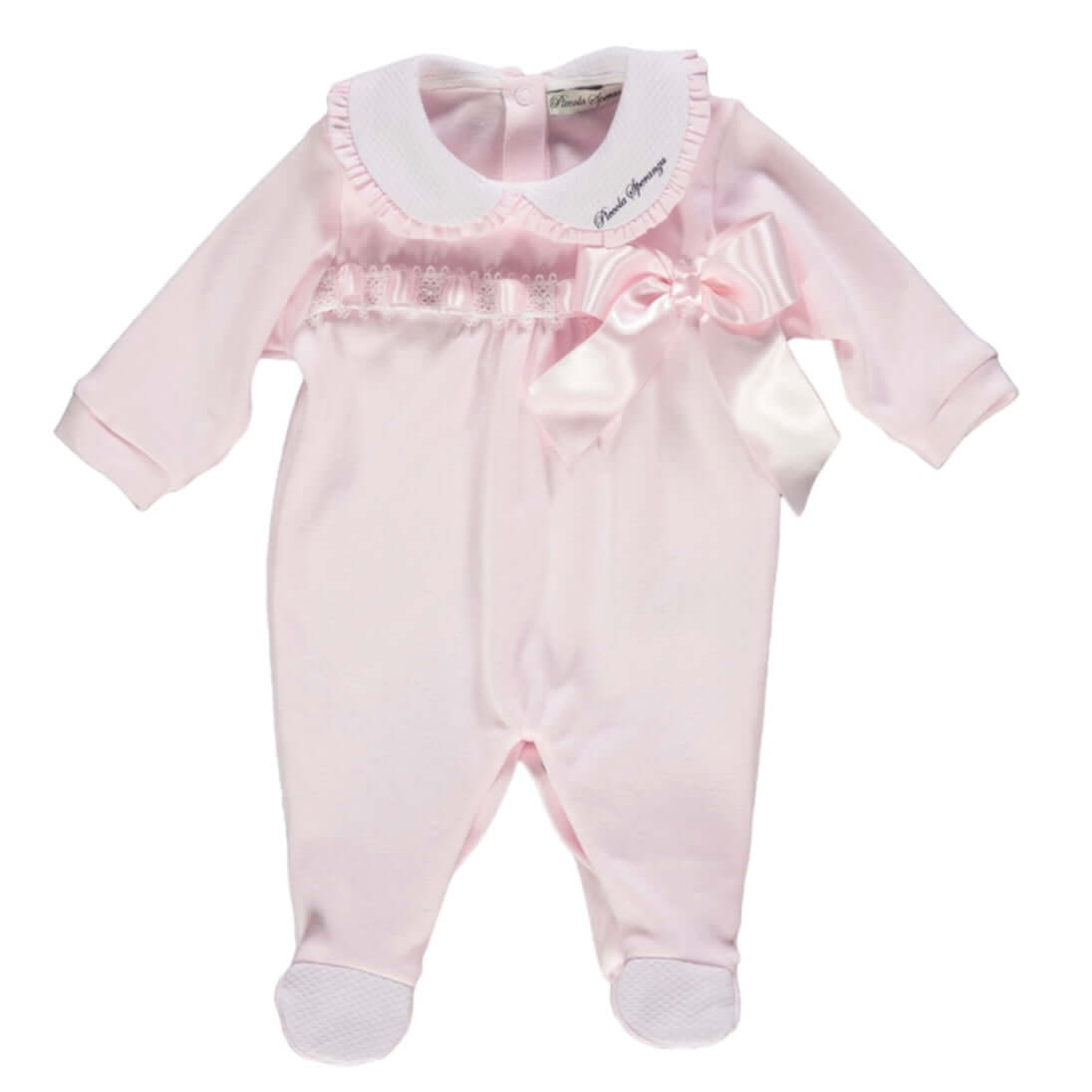 Piccola Speranza Baby Girls Pink Bow Babygrow