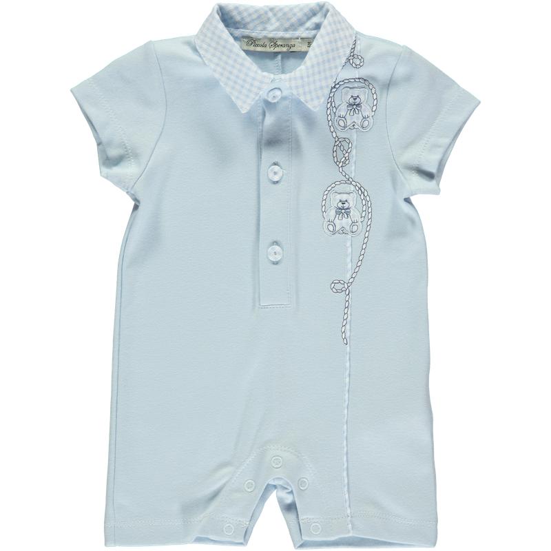 Piccola Speranza Boys Blue Romper