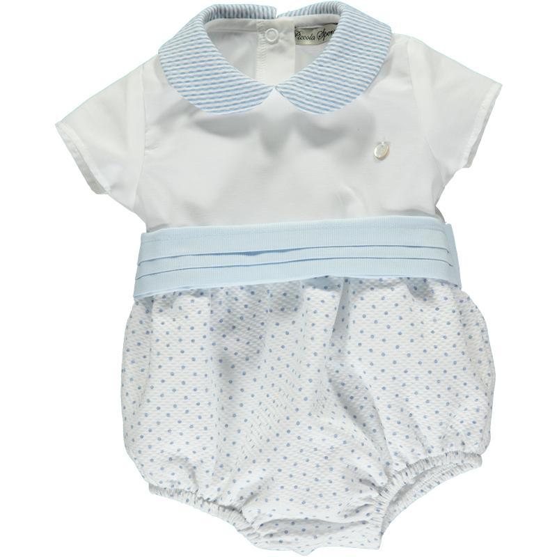 Piccola Speranza Boys Blue & White Romper