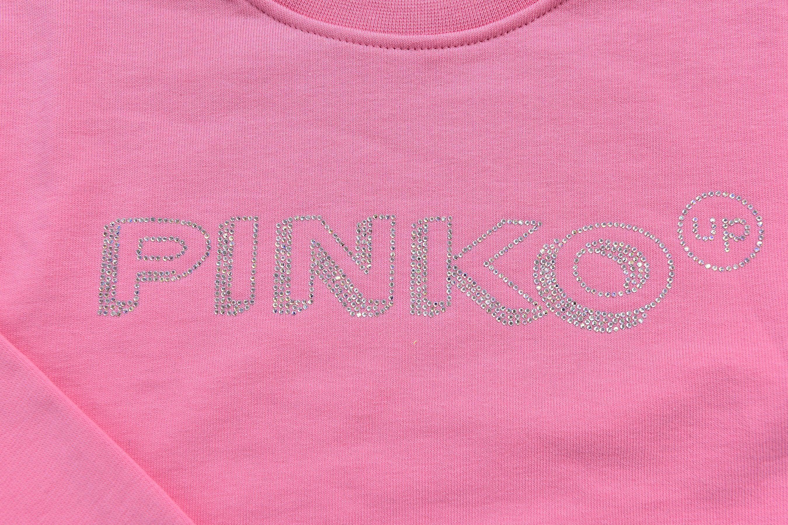 Pinko Girls Pink Chrystal Logo Sweatshirt