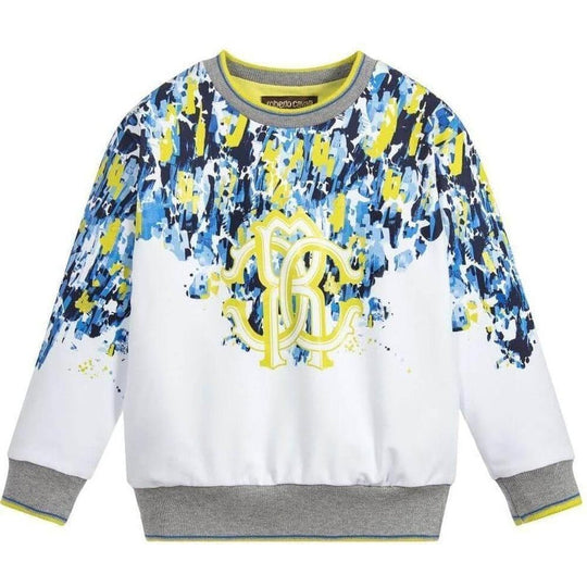 Boys White Brushed Leopard Print Sweatshirt