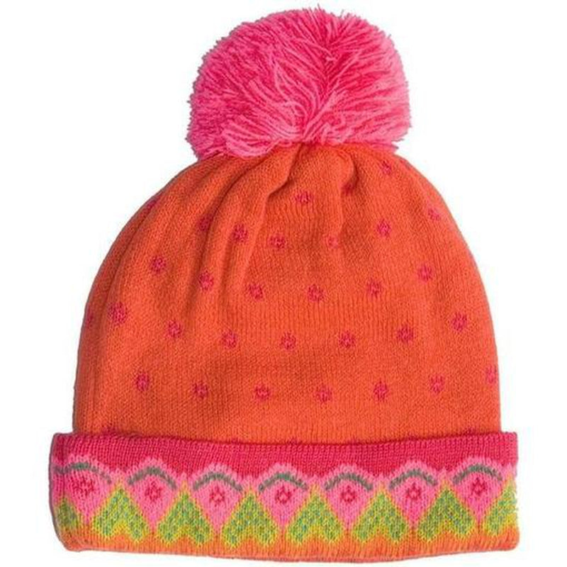 Room Seven Pink Jacquard Bobble Hat