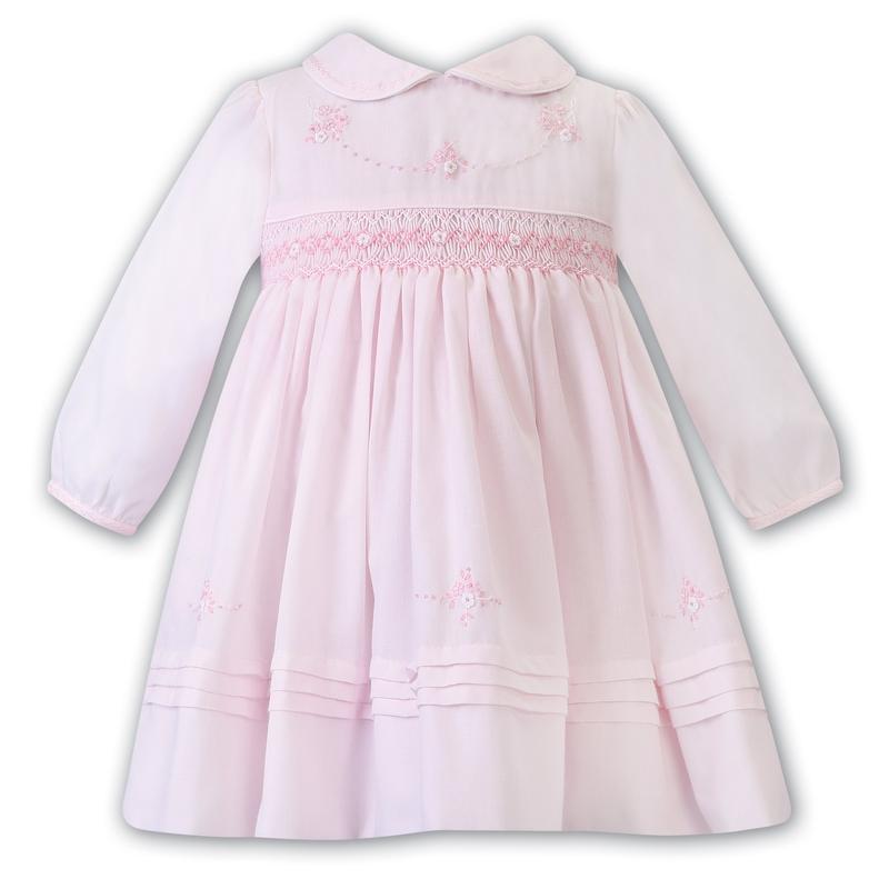 Sarah Louise Girls Pink Hand Smocked Dress