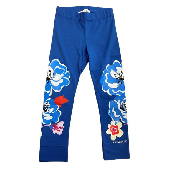 Girls Blue Flower Leggings