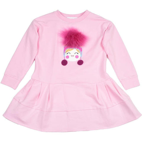 Simonetta Girls Pink Pom Pom Dress