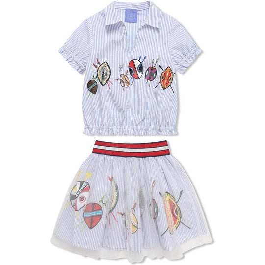 Blue Stripe Skirt Suit