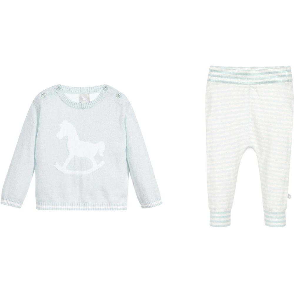 The Little Tailor Baby Boys Knitted Pale Blue Jumper and Leggings